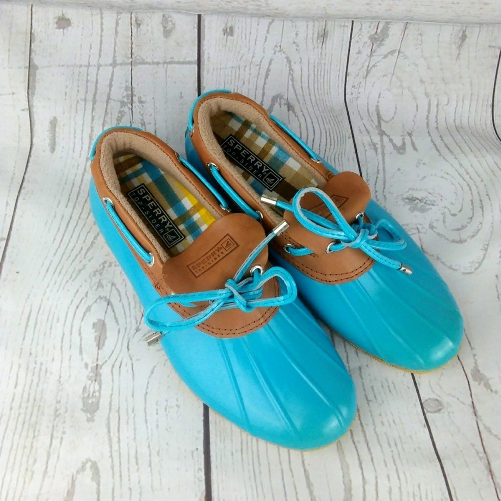 Sperry Blue Duck Short Rain Boots 6.5